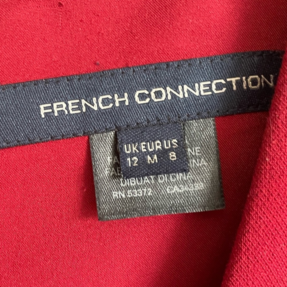French Connection Burgundy V Neck Mini Short Frill Sleeve Dress Size 8 - Picture 3 of 3